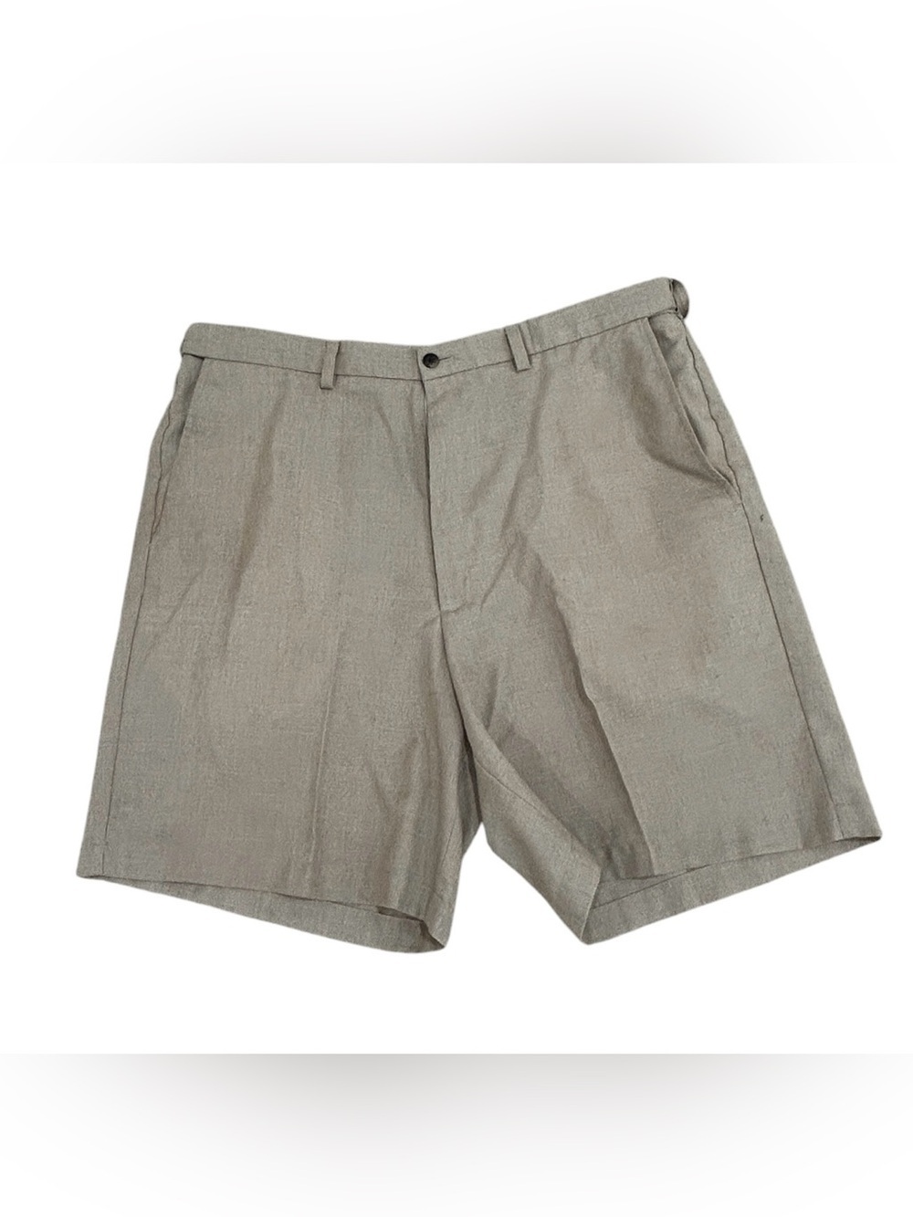 Haggar Q Flat-Front Men's linen blend dress Shorts belt loops pockets Tan sz w40